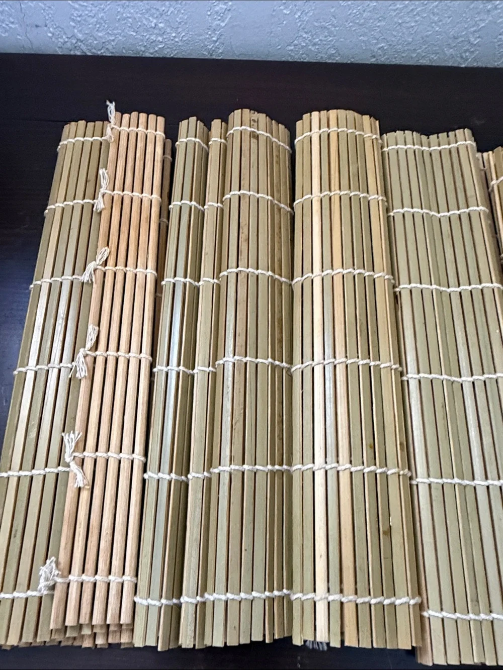 Natural Bamboo Roll-Up  Set of 5  - Beige sushi mat hand roll